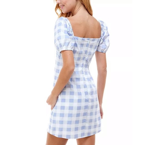 Gingham Tie Front A-Line Dress - Picture 2 of 6